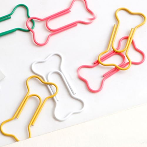 Lurrose 50 Bunte Knochen Büroklammern aus Metall Mittlere Clips für Büro Schule und Haushalt Kreative Lesezeichen mit Lustigem Hunde Design