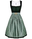 DirndlStern Dirndl Damen Trachtenkleid Grün - Trachtenrock Midi Samt Dirndlkleid Oktoberfest Outfit mit Dirndlschürzen 34