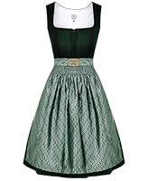 DirndlStern Dirndl Damen Trachtenkleid Grün - Trachtenrock Midi Samt Dirndlkleid Oktoberfest Outfit mit Dirndlschürzen 36