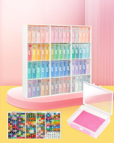 Image of forever young 60PCS Diamond Painting Storage Containers Trays & Stand | 2-in-1 design keeps diamond art beads organized. Provides bead storage and line-up with a stand for a tidy workspace.