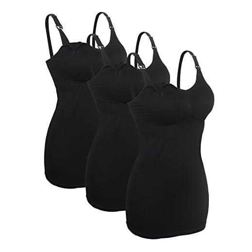 Débardeur de grossesse allaitement noir Enceinte Vêtements de Maternité cami - Tops d'allaitement 3pcs Lot(Noir x3) - Taille L(Pour FR 90DE 95BC)
