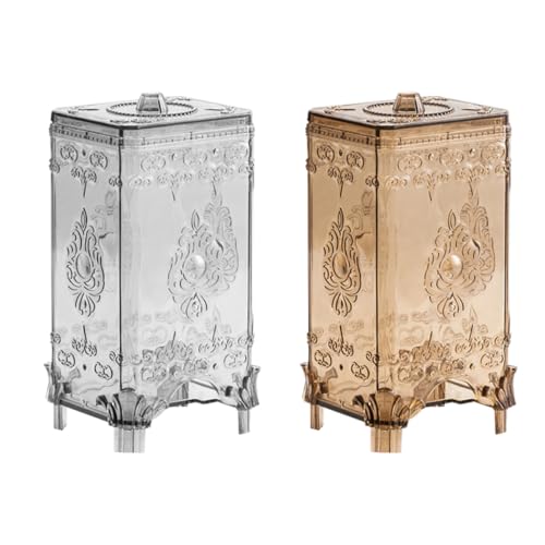 SUPVOX Dispenser per Dischetti di Cotone 2 Pezzi in Goffrata, Scatola Decorativa Porta Cotton Fioc per Trucco, Organizer Compatto e Resistente per Postazione Trucco e Bagno