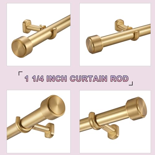 Lwiiom Heavy Duty Curtain Rods,1 1/4" Large Diameter Premium Nonadjustable Curtain Rod,144in/12ft Custom Window Treatment Rods with Durable Aluminum Brackets and End Caps,Gold Finish by Lwiiom - Used condition - Image 7