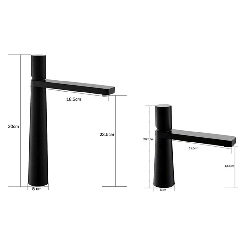Grifo de lavabo Fregadero de baño Monomando Agua fría y caliente Grúa Mezclador de lavado Grifo Grifo montado en cubierta, Negro (Corto)