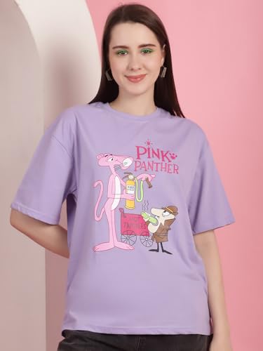 Image of Preneum Women's Cotton Cool Graphic Printed Baggy Fit Drop-Shoulder Sleeves Cotton Oversized T-Shirt