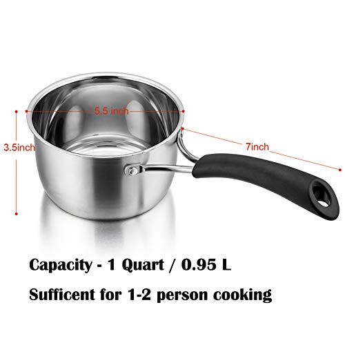 P&P Chef 1 Quart Saucepan, Stainless Steel Saucepan With Lid, Small Sauce Pan For Home Kitchen Restaurant Cooking, Easy Clean And Dishwasher Safe #TOP5