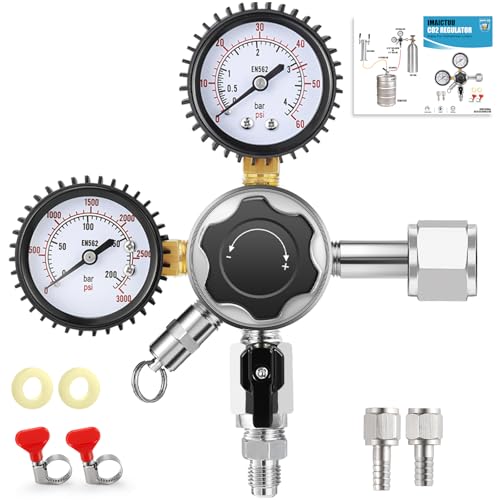 IMAICTUU CO2 Regulator for Kegerator CGA-320 Kegerator Regulator with 1/4' & 5/16' Barb,Draft Beer...