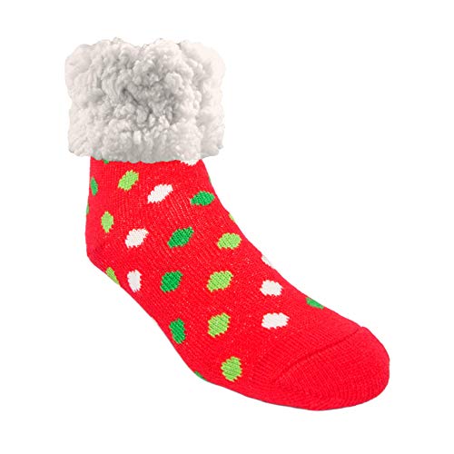 Image of Pudus Cozy Winter Slipper Socks Women & Men w Non-Slip Grippers Faux Fur Sherpa