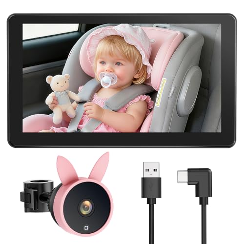 Image of Babyvue BV4 USB Car Baby Camera, 7" 1080P HD Screen, Clear Auto IR Night Vision Back Seat Camera, Easy Install & Adjustable Brightness, Baby Shower & First Birthday Gift for Girls, Pet Friendly