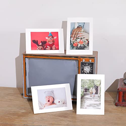 Litpoetic 200 Pack Standing Paper Picture Frames 4X6,Cardboard Photo Frame With Easel,Paper Photo Frame Cards,Gallery Frames Bulk For Mother's Day,Diy,Classroom, White #TOP2