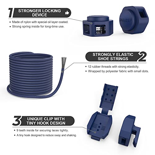 Image of HOMAR Elastic No Tie Shoe Laces Stretch Tieless Shoe Laces for Sneakers No Tie Shoelaces Elastic Laces for Adults and Kids