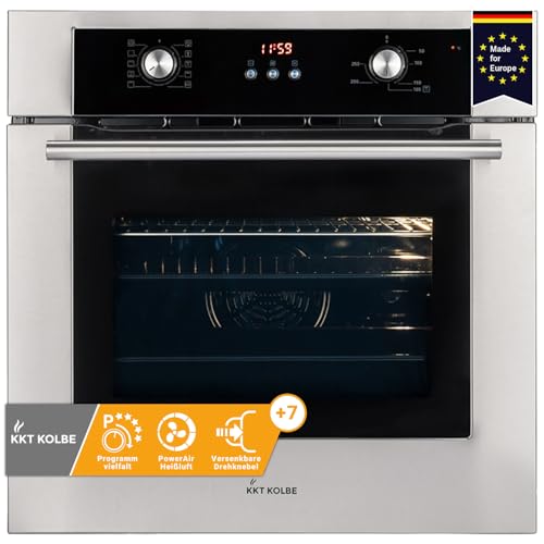 KKT KOLBE Einbaubackofen 60 cm | 70L | 3kW | Heißluft | Teleskopauszüge | Automatik-Timer | 2-fach Wärmeschutzverglasung | Kindersicherung | Knebelbedienung | BO8810SS