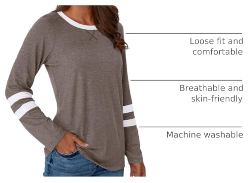Image of AUTOMET Womens Color Block Long Sleeve Shirts Oversized Crewneck Casual Top