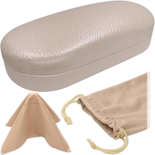 Image of MyEyeglassCase - Large Sunglasses Case - Hard Glasses Case Holder w /Pouch & Cloth - Eyeglass Case Aviator Frames Men & Women
