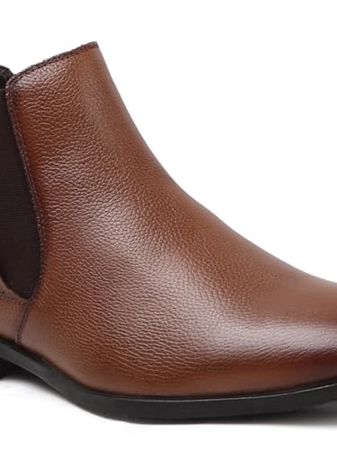 Image of Carlton London Men's Classic Slip-On Ankle Chelsea Leather's Boot with Elastic Gussets