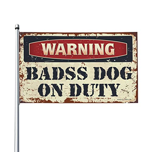 Drapeaux cool pour les gars avec motif Badass Dog On Duty pour piscine et mancave