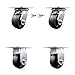 Heavy Duty Large Top Plate Glass Filled Nylon Swivel Caster w/Main. Free Bearings Set of 4 w/4" x 2" Black Wheels-Includes 2 Swvl with Bolt on Swvl Lck&2 Rigid-4800lbs Total Cpty-Service Caster Brand
