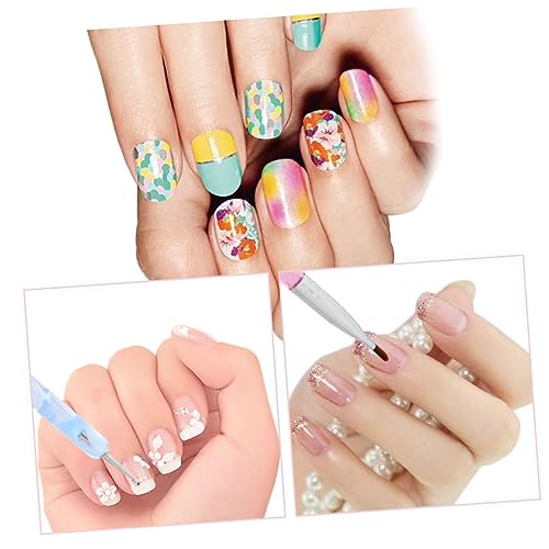 SAFIGLE 5Pcs Double End Nail Art Brush Durable Nail Carving Pens with Ball Styluses Tips for Painting Dotting Designing for Acrylic UV Gel Nail Art - Thumbnail 3