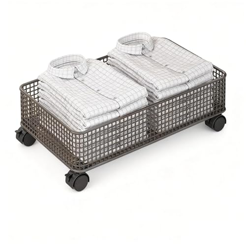 Caja de almacenamiento debajo de la cama con ruedas, diseño transparente, ruedas giratorias de 360 grados, marco de metal, para organizar ropa, mantas y zapatos