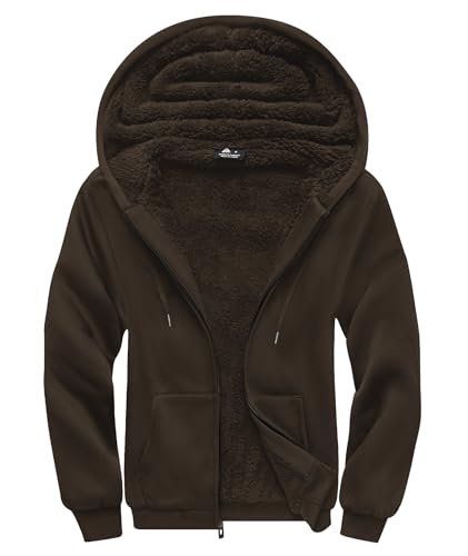 Image of SCODI Hoodies for Men Heavyweight Fleece Sweatshirt - Full Zip Up Thick Sherpa Lined Hooded Sweatshirts