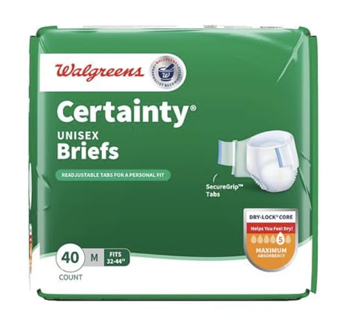 Certainty Unisex Briefs, Maximum Absorbency, Size M 32-44