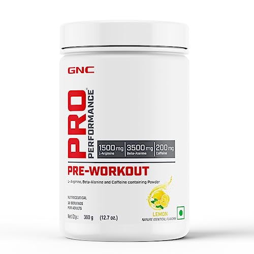 Image of GNC Pro Performance Pre-Workout | 360 gm | 30 Servings | Boosts Pump & Energy | Speeds Up Recovery | 1500 mg L-Arginine | 3500 mg Beta-Alanine | 200 mg Caffeine | Lemon