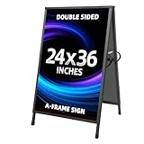 Yakpho Heavy Duty Slide-in Folding Sandwich Board A-Frame Sidewalk Sign 24x36 Inch Black Coated Steel Metal Double-Sided Pavement Sign (Frame only)