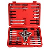 Bicos 46pcs Harmonic Balancer Puller Set Crankshaft Pulley Puller Steering Wheel Flywheel Power Steering Pulley Puller Installer Tool Set for Most Pickups, SUVs, Cars,