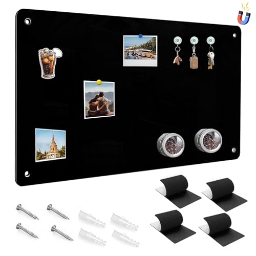 Schwarz Magnettafel für Wand 43x30cm Magnettafel Magnetboard Magnetisch Tafel Magnetische Pinnwand Magnetwand Metalltafel für Wohnung Büro Küche von Fotos Notizen Reisemagnet