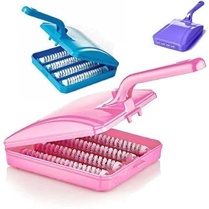 PANISHKA Plastic Cleaning Tools & Accessories Handheld 4Roller Carpet Roller Brush & Dust Crumb Collector for Car Seats,Table Linen,Sofas Household Tool Floor Tablecloth Pet Hair Dedusting Curtains