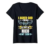 I Asked God For An Angel He Sent Me Nico My Son Miracle V-Neck T-Shirt