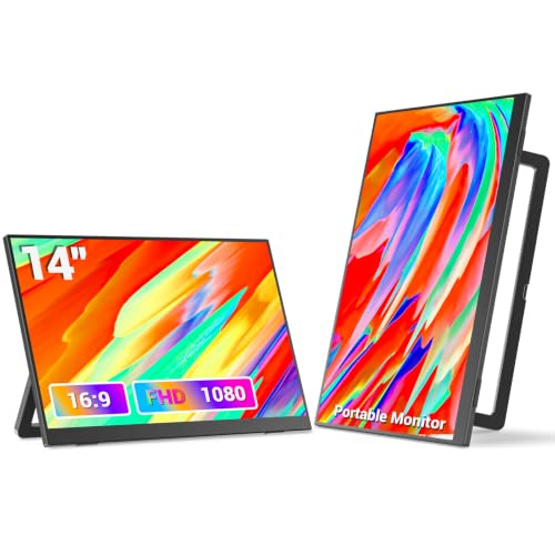 Veout Portable Monitor 14 Zoll, FHD/IPS, Mini Monitor mit USB-C&HDMI,VESA – Ansicht 1