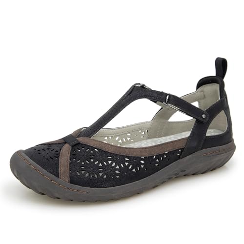 JBU Women's Daffodil Comfort Casual Mary Jane T-Strap Flats