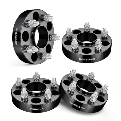 EVIL ENERGY 5x4.75 Wheel Spacers 1.25 inch Compatible with Chevy S10 1982-2004 5x120.65 mm Hubcentric with Lip 5 Lugs 70.5 mm Hub Bore M12x1.5 Studs Black