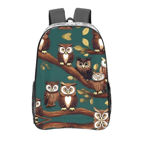 Sac à dos transparent avec poches et imprimé hibou noir en taille unique