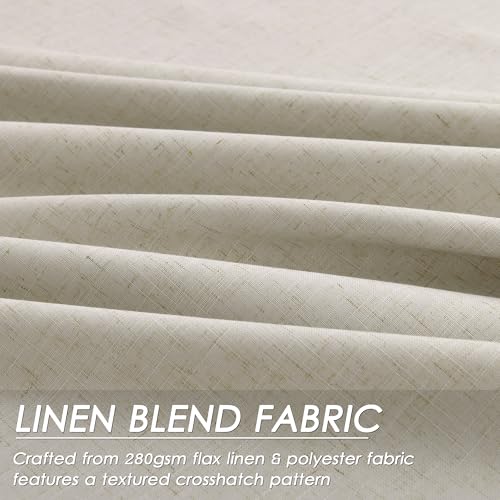 Image of Light Beige 100% Blackout Linen Curtains 102 Inches Long for Bedroom Back Tab Room Darkening Black Out Curtain Modern Farmhouse Decor Neutral Luxury Drapes for Living Room Dinner Room 52x102,2 Panels