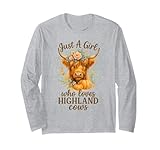 Photo Gallery highland cow lover – just a girl watercolor fall floral maglia a manica Photo Gallery highland cow lover – just a girl watercolor fall floral maglia a manica