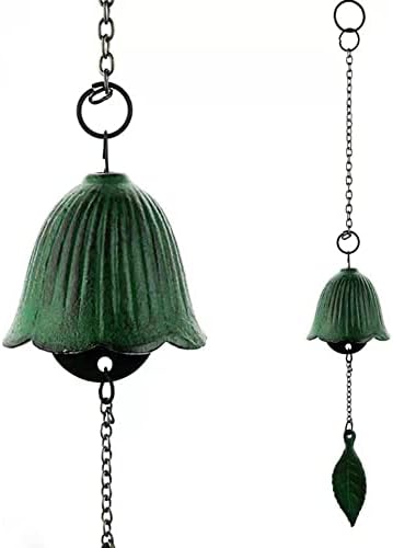 Oavand Japanese Traditional Lucky Small Wind Chimes for Outside, Iwachu Cast Iron Bless Temple Wind Bell Memorial and Sympathy Leaf Wind Chimes Indoor Garden Bell, Patio, Balcony (Green Leaf)