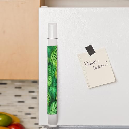 Image of Pardick Summer Palm Leaf Green Refrigerator Door Handle Covers Set of 2 Summer Palm Leaf Green Washable Fridge Dishwasher Mocrowave Oven Door Decor Protector Handle Cover Kitchen Appliance Decorative