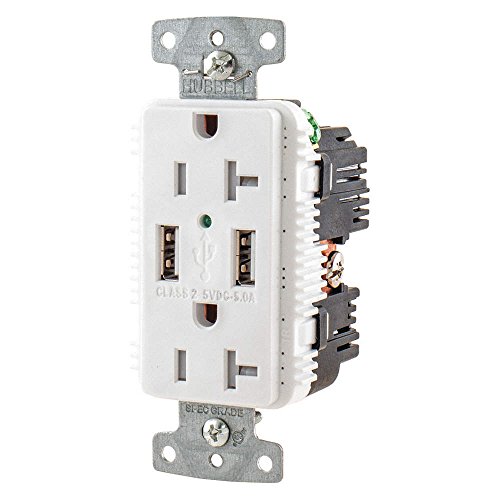 Prise de charge USB Hubbell double pôle blanche pour libérer vos blocs secteurs