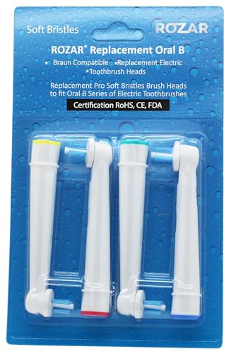 Oral-B Braun Compatible Interspace Electric Toothbrush Head Deep Plaque Remover UK Brand Rozar Pack of 4 Cleans Between Teeth IP17