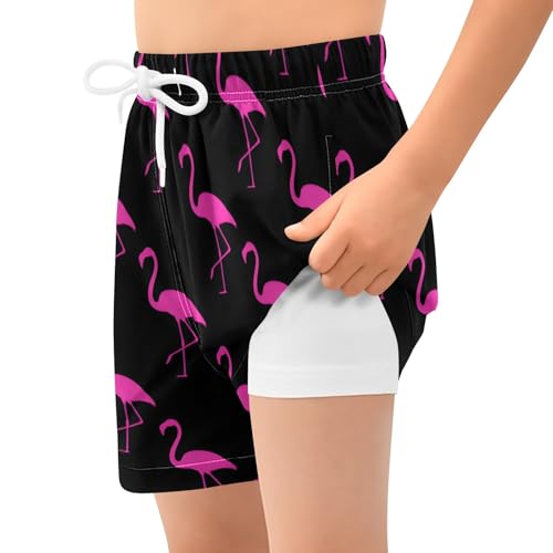 Bolaz Toddler Boys Swimwear Swim Trunks with Compression Liner 4T Flamingo Hot Pink2