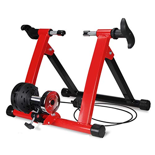Entrenador Bicicleta, Rodillo Entrenador de Bicicleta for Bicicleta Estática Plegable de 26'-28' for Bicicletas de Montaña, Cargable hasta 135 Kg(Red)