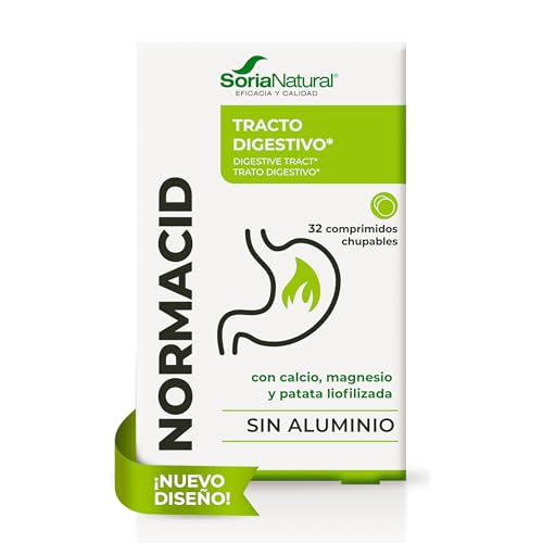 Soria Natural Normacid New - Magnesio, Calcio, Potasio - Alivia la Acidez Estomacal, Indigestión, Pesadez - 32 comprimidos