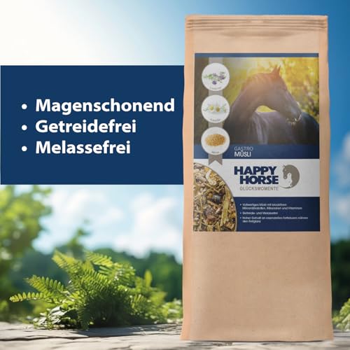 HAPPY HORSE Superfood Gastro-Revital-Müsli 2x14 kg | Getreidefrei & Melassefrei | Faserreiches Pferdemüsli zur Ergänzung der täglichen Fütterung | Mit Luzerne, Leinsamen, Kleie | Made in Germany