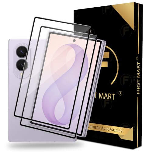 Image of FIRST MART Tempered Glass Screen Protector for Samsung Galaxy Z Fold 8 5G - Full-Glue Screen Guard, 3D Edge to Edge, HD Clear, Bubble-Free, Case-Friendly, Black, Pack of 2