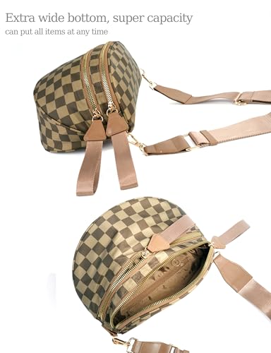 Image of FEIBOON Spacious Checkered Nylon Crossbody Bag Bum Bag Handbags Wallets for Women