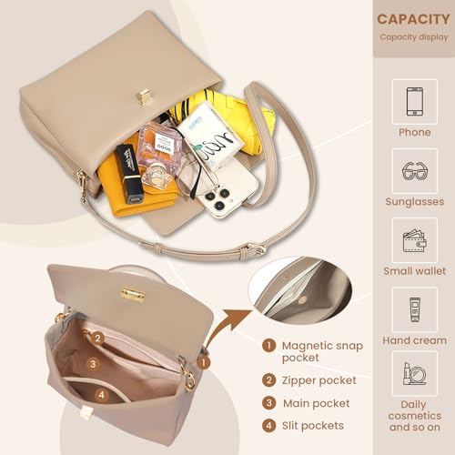 Genuine Leather Crossbody Bags for Women with Top Handle，Messenger Bag Shoulder Satchel purse with Adjustable Strap3