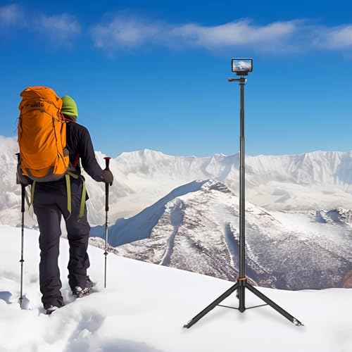 53.5"/136cm Selfie Stick Tripod for DJI Osmo Pocket 3, GoPro Hero 14/13/12/11/10/9/Max, DJI Osmo Action 5 Pro/4/3, AKASO EK7000, Action Camera 2-in-1 Extendable Handle/Travel Volg Stand/Accessories - Image 7