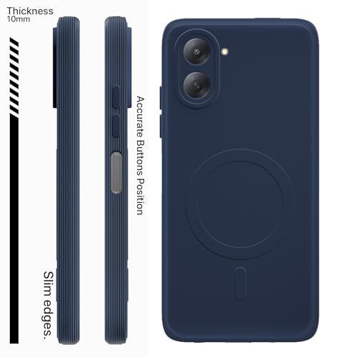 Image of Pikkme Back Cover for Redmi A7 Soft Matte Silicone Mag-Safe Design (Mag-Safe Not Support) Camera Protection | Slim Fit Bumper Cover (Blue)